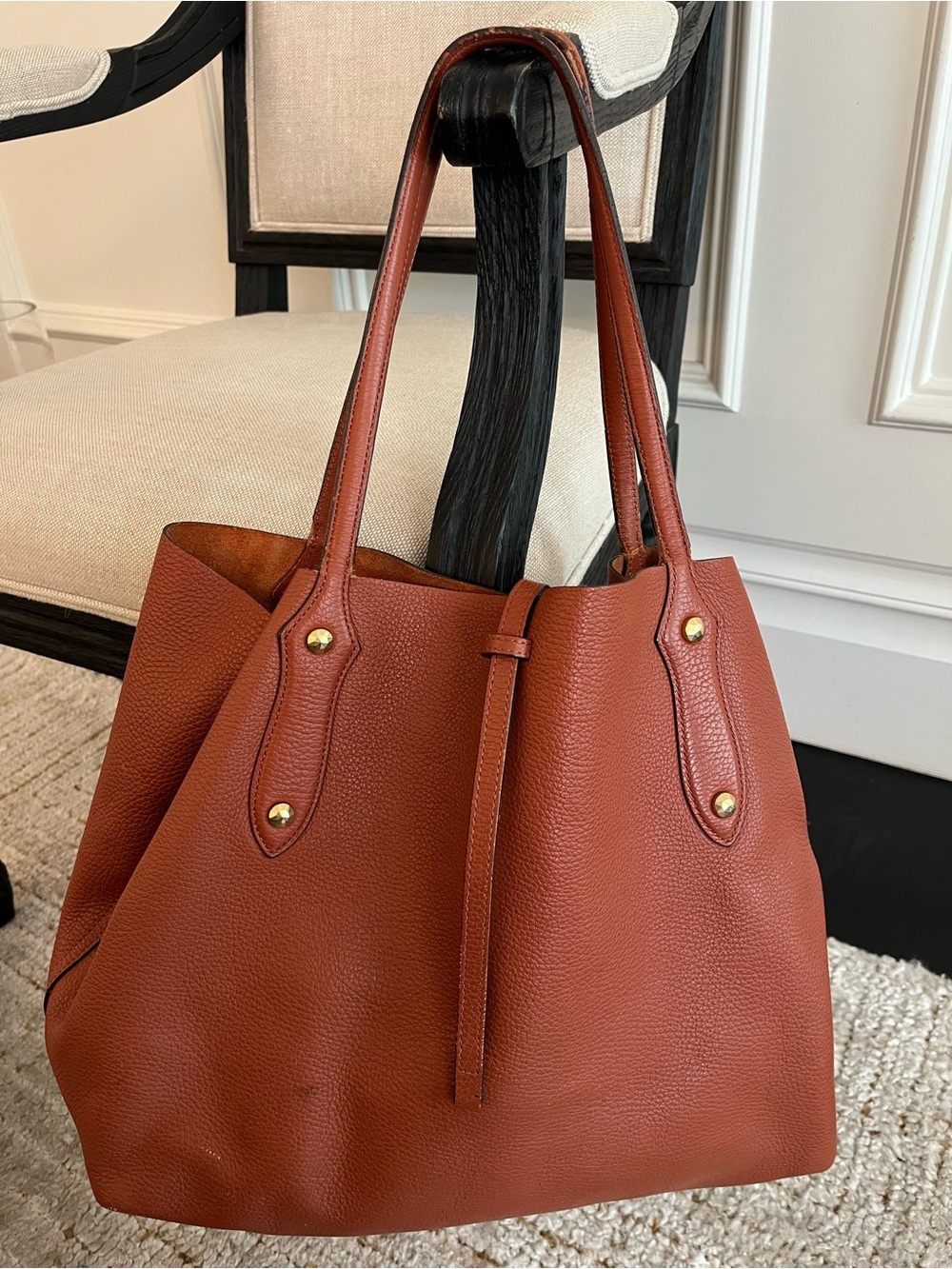 Large Annabel Ingall Rust Brown Pebbled Leather Tote